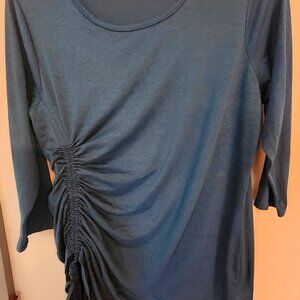 BOBBIE BROOKS Womens Teal Ruched 3/4 Sleeve Tunic Top - 1X